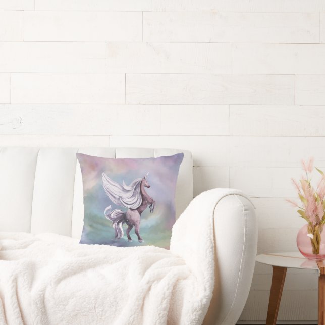 Unicorn Magic | Colourful Pastel Fantasy Watercolo Cushion (Couch)