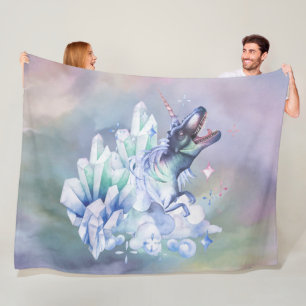 Unicorn Magic   Colourful Pastel Fantasy Watercolo Fleece Blanket