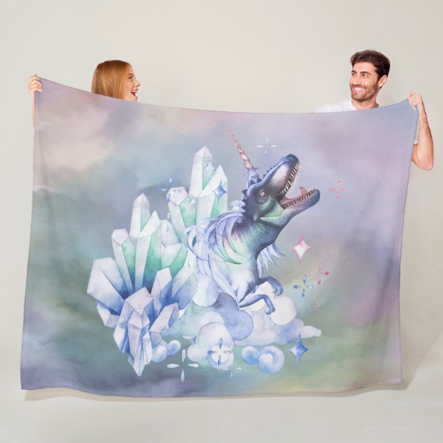 Unicorn Magic | Colourful Pastel Fantasy Watercolo Fleece Blanket (In Situ)