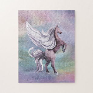 Unicorn Magic   Colourful Pastel Fantasy Watercolo Jigsaw Puzzle