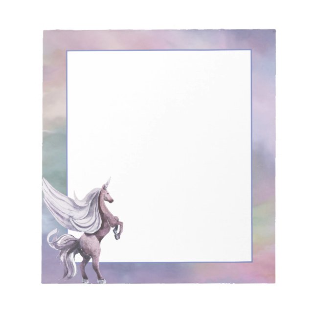 Unicorn Magic | Colourful Pastel Fantasy Watercolo Notepad (Front)