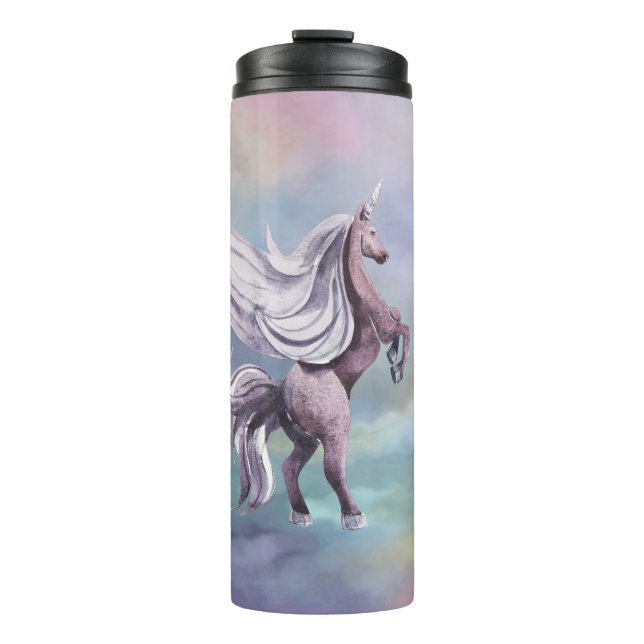 Unicorn Magic | Colourful Pastel Fantasy Watercolo Thermal Tumbler (Front)