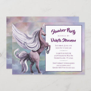 Unicorn Magic   Colourful Pastel Sleepover Birthda Invitation