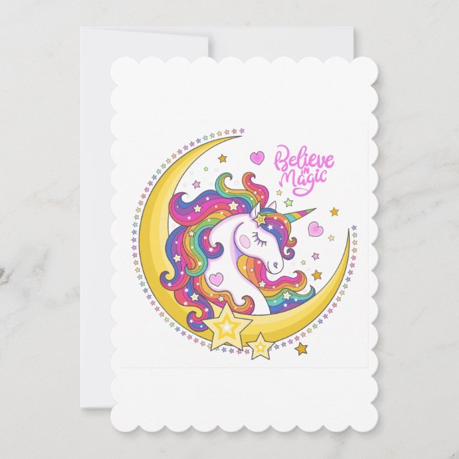 Unicorn Magic Flat Greeting Card (Front)