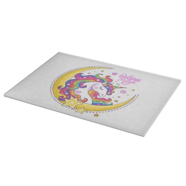 Unicorn Magic Glass Cutting Board (Corner)