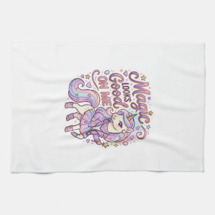 Unicorn Magic Looks Good on Me Graphic Design Whit Tea Towel