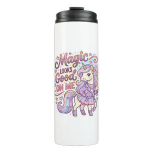 Unicorn Magic Looks Good on Me Graphic Design Whit Thermal Tumbler