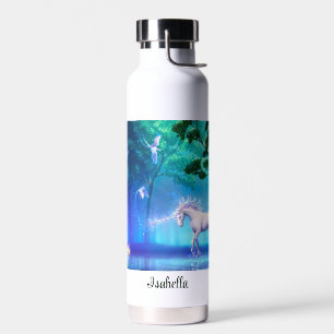 Unicorn Magic Moonlight Forest Add Name Water Bottle
