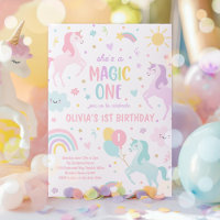 Unicorn Magic One Pastel Rainbow 1st Birthday