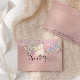 Unicorn Magic Pastel Rainbow Baby Girl Thank You Card