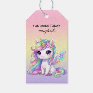 Unicorn Magical Birthday Gift Tag Rainbow Pastel