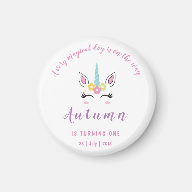 Unicorn Magical Birthday Magnet (Front)