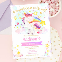 Unicorn Magical Birthday Party Invitation