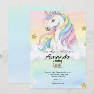 Unicorn Magical Birthday Party Invitation Card