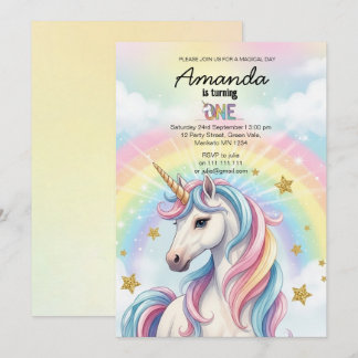 Unicorn Magical Birthday Party Invitation Card
