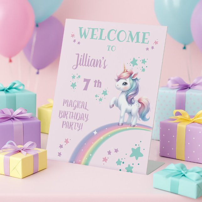 Unicorn Magical Birthday Party Welcome Sign (Unicorn Magical Birthday Party Table Top Welcome Sign)