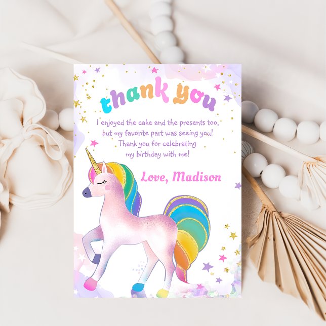 Unicorn Magical Birthday Thank You Card (Creator Uploaded)