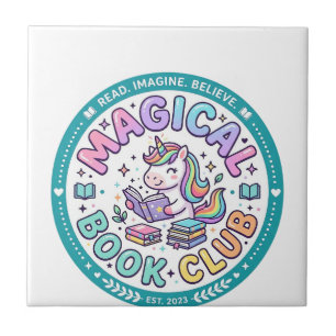 Unicorn Magical Book Club Funny Shirt Graphic_1 Ceramic Tile