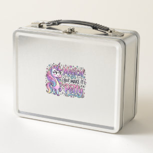 Unicorn Magical but Make It Petty Gift Idea Typogr Metal Lunch Box