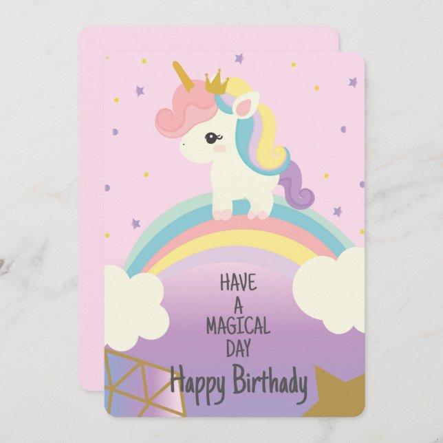 Unicorn Magical Day Holiday Card (Front/Back)