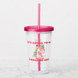 Unicorn Magical Day Personalised Acrylic Tumbler