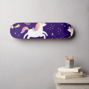 Unicorn Magical Fan Club pattern Skateboard