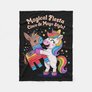 Unicorn magical fiesta cinco de mayo style mexican fleece blanket