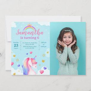 Unicorn Magical Girl Birthday Invitation