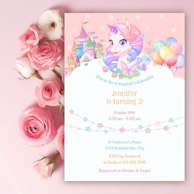 Unicorn Magical Girl Birthday Party Invitation (Creator Uploaded)