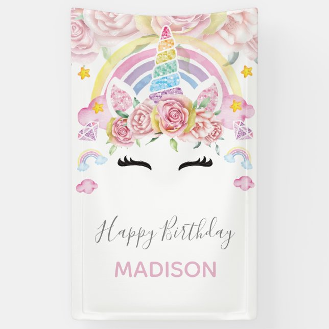 Unicorn Magical Happy Birthday Banner (Vertical)