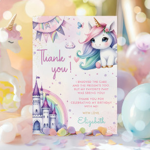Unicorn Magical Rainbow Birthday Thank You Card