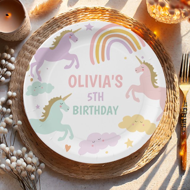 Unicorn Magical Rainbow Celebration Girl Birthday  Paper Plate (Creator Uploaded)
