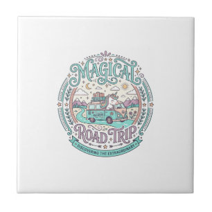 Unicorn Magical Road Trip Original Graphic Tee Des Ceramic Tile