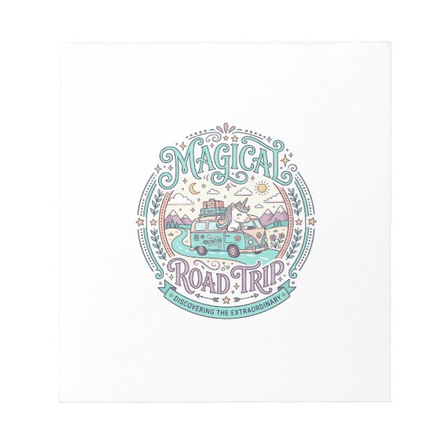 Unicorn Magical Road Trip Original Graphic Tee Des Notepad (Front)