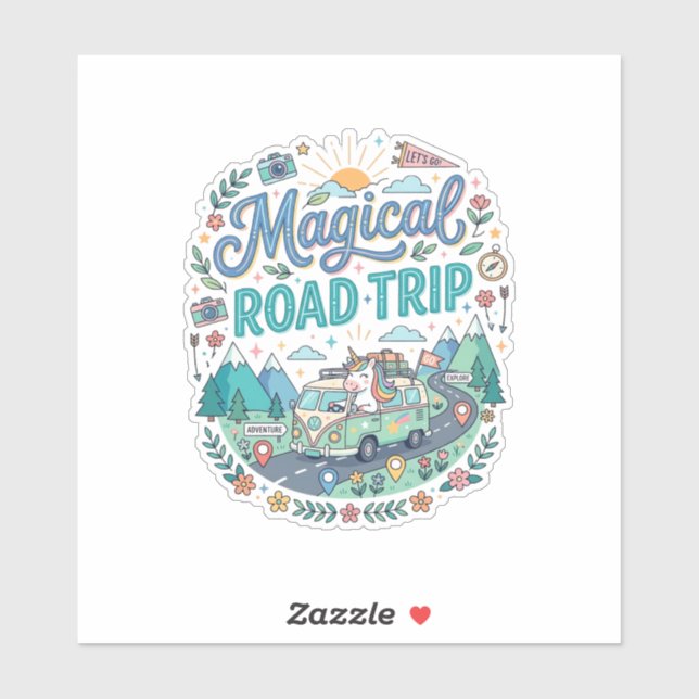 Unicorn Magical Road Trip Print Ready POD Artwork_ (Sheet)