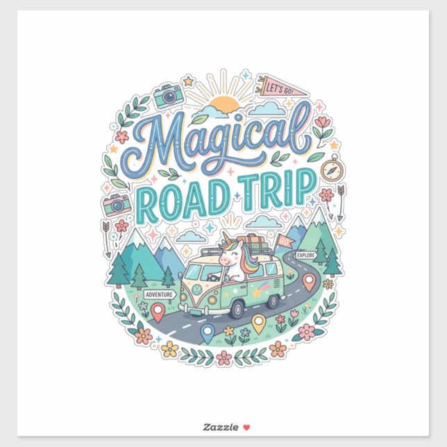 Unicorn Magical Road Trip Print Ready POD Artwork_ (Sheet)