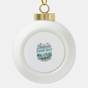 Unicorn Magical Road Trip Print Ready POD Artwork_ Ceramic Ball Christmas Ornament