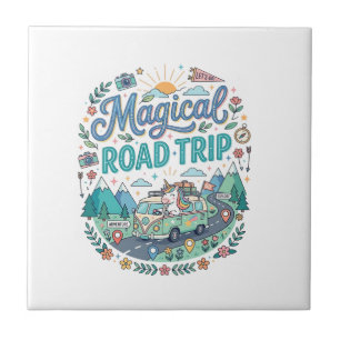 Unicorn Magical Road Trip Print Ready POD Artwork_ Ceramic Tile