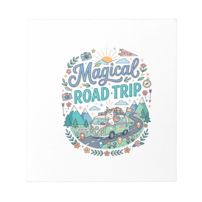 Unicorn Magical Road Trip Print Ready POD Artwork_ Notepad (Front)