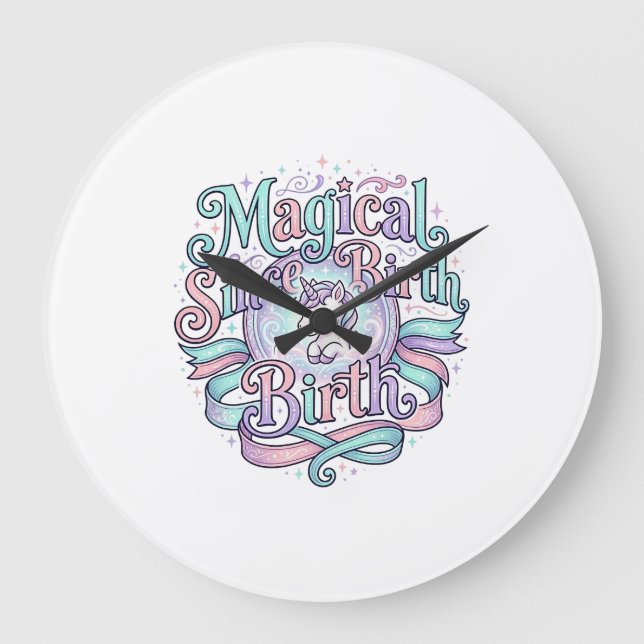 Unicorn Magical Since Birth Original Graphic Tee D Large Clock (Front)