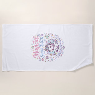Unicorn Magical Since Birth Print Ready POD Artwor Beach Towel