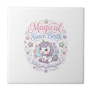 Unicorn Magical Since Birth Print Ready POD Artwor Ceramic Tile