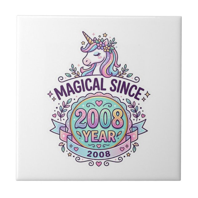 Unicorn Magical Since Year Graphic Design Zazzle D Ceramic Tile (Front)