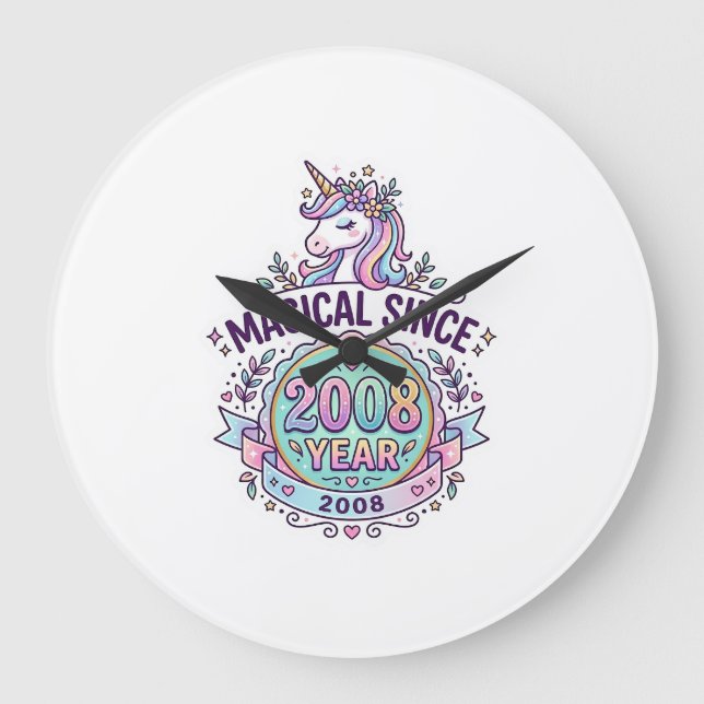 Unicorn Magical Since Year Graphic Design Zazzle D Large Clock (Front)