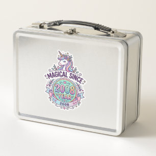 Unicorn Magical Since Year Graphic Design Zazzle D Metal Lunch Box