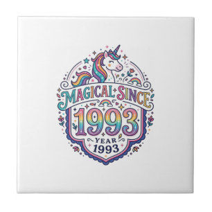Unicorn Magical Since Year Trendy Print on Demand Ceramic Tile