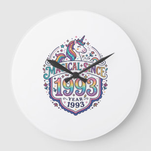 Unicorn Magical Since Year Trendy Print on Demand Large Clock