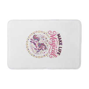 Unicorn Make Life Magical POD Ready White Backgrou Bath Mat