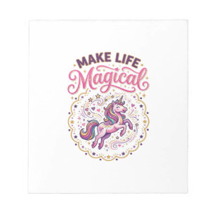 Unicorn Make Life Magical POD Ready White Backgrou Notepad