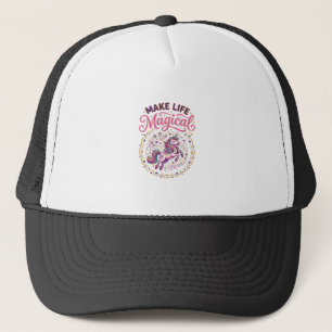 Unicorn Make Life Magical POD Ready White Backgrou Trucker Hat